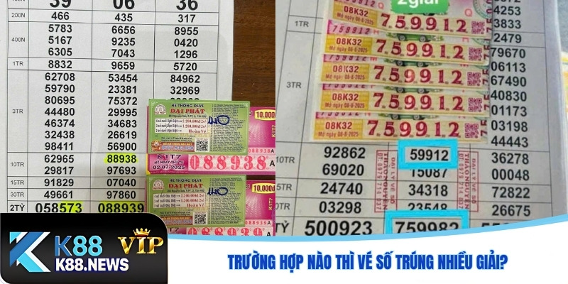 Trường hợp nào thì vé số trúng nhiều giải?
